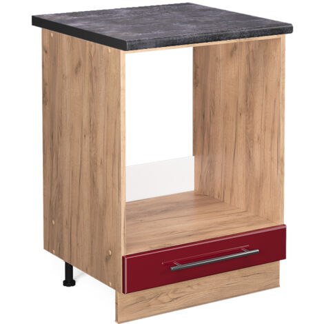 Meuble pour four Fame-Line, Rouge bordeaux Haute brillance, 60 cm , PT Anthracite, Vicco (1/5)