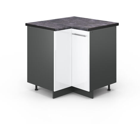 Meuble d'angle Fame-Line, Blanc Haute brillance, 80.5 cm , PT Anthracite, Vicco (1/5)