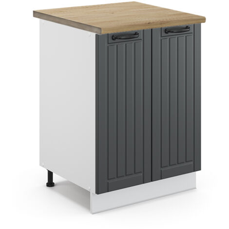 Meuble bas de cuisine Fame-Line, Anthracite campagne, 60 cm , PT Chêne, Vicco