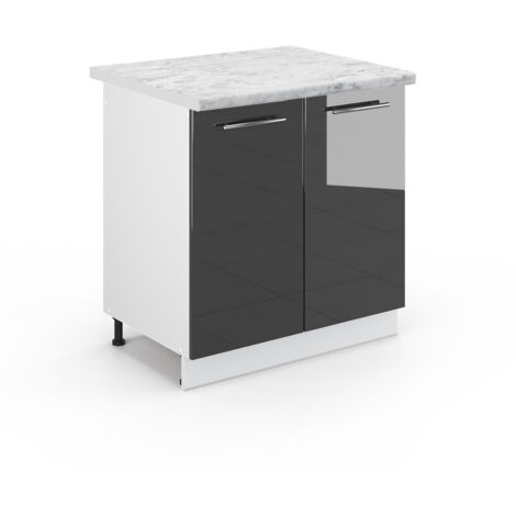 Meuble bas sous-évier Fame-Line, Anthracite Haute brillance, 80 cm , PT Marbre, Vicco (1/5)