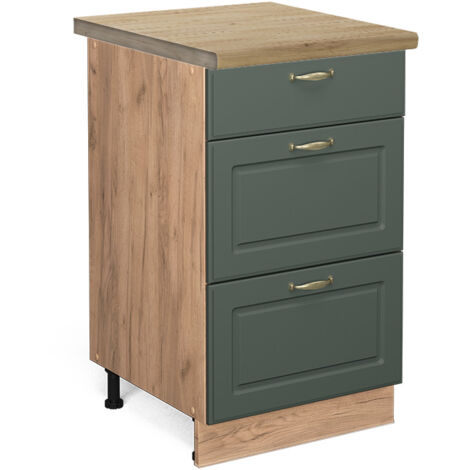 Meuble cuisine Fame-Line, Vert Or Campagne, 50 cm, PT Chêne, Vicco