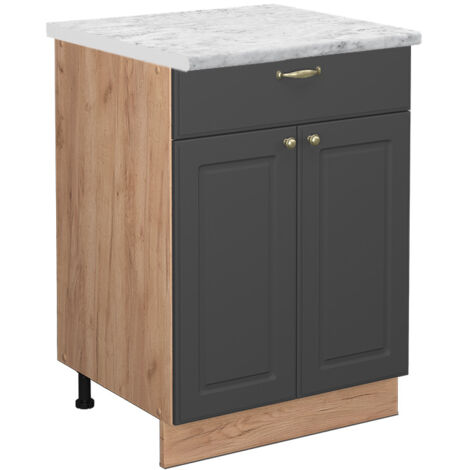 Meuble cuisine Fame-Line, Anthracite-or, 60 cm avec tiroir, PT Marbre, Vicco (1/5)