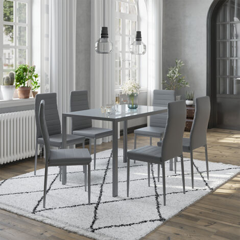 Ensemble de table à manger Grand, Gris, 120 x 75 cm ensemble de 6 étagères, Vicco