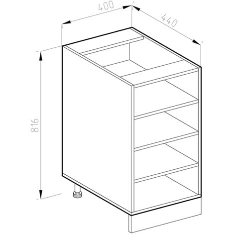 Etagère de cuisine R-Line, Chêne de force doré, 40 cm sans plan de travail, Vicco