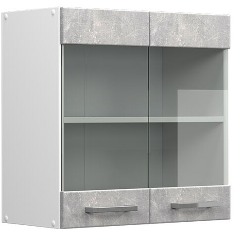 Meuble de cuisine haut vitré R-Line, Béton, 60 cm, Vicco (1/5)
