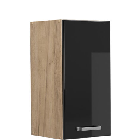 Elément haut de cuisine R-Line, Noir Haute brillance, 30 cm, Vicco