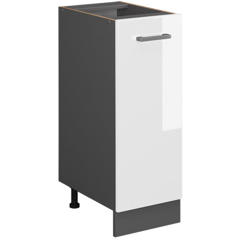 Armoire basse R-Line, Blanc Haute brillance, 30 cm sans plan de travail, Vicco