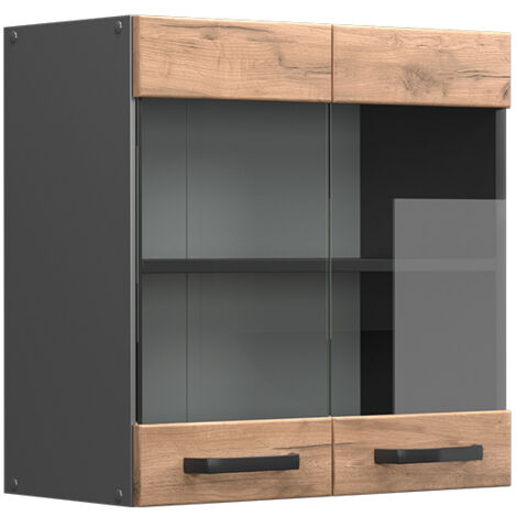Meuble de cuisine haut vitré R-Line, Chêne de force doré, 60 cm, Vicco