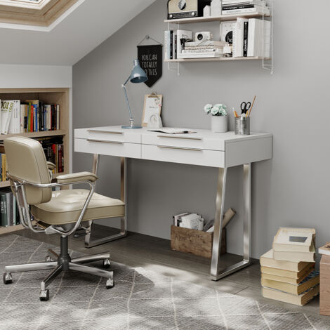 Secrétaire Bureau Alena 85x27 Cm - Rangements Ouverts Et Fermés - Couleur Anthracite