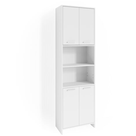 Vicco – Armoire murale de salle de bain 56,1 cm – Hauteur 190 cm – 4 portes – Panneau de particules 16 mm – Revêtement mélamine (1/5)