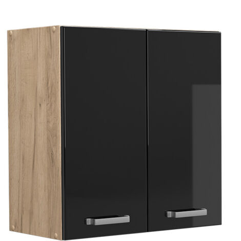 Elément haut de cuisine R-Line, Noir Haute brillance, 60 cm, Vicco