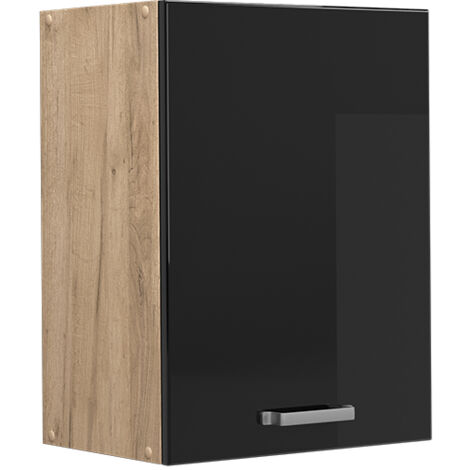 Elément haut de cuisine R-Line, Noir Haute brillance, 45 cm, Vicco