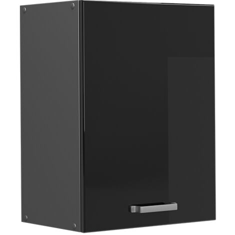 Elément haut de cuisine R-Line, Noir Haute brillance, 45 cm, Vicco