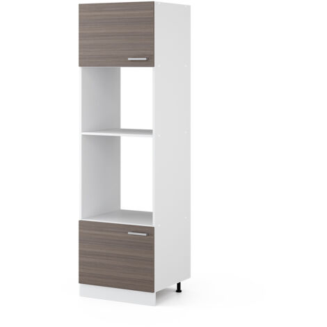 Armoire haute universelle R-Line, Gris, 60 cm avec étagères ouvertes, et portes, Vicco