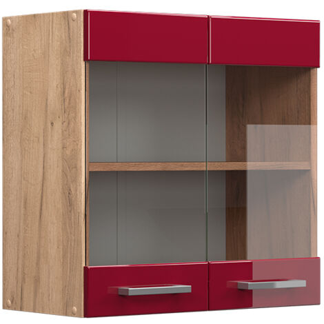 Armoire en verre R-Line, Rouge brillant, 60cm, Vicco (1/5)