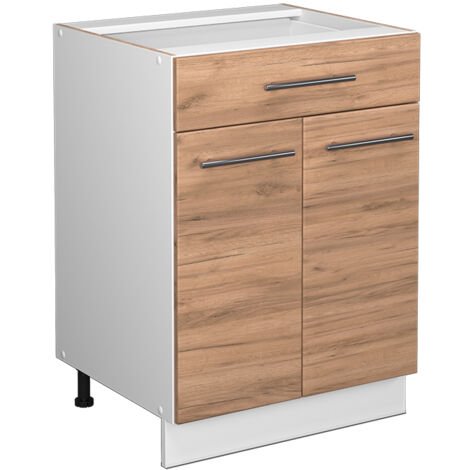 Meuble cuisine Fame-Line, Chêne de force doré, 60 cm avec tiroir, sans plan de travail, Vicco