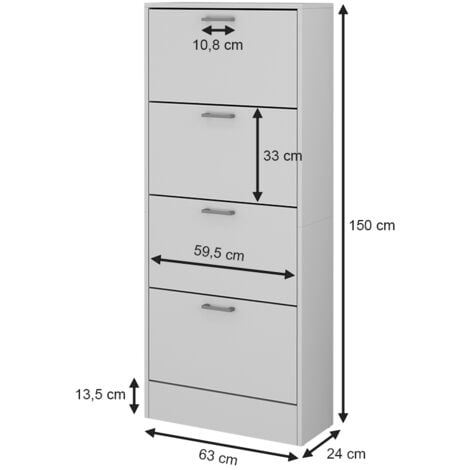 Vicco Le Basculeur à Chaussures Luca, Blanc, 59 X 89.5 Cm Avec 2 Compartiments | Leroy Merlin