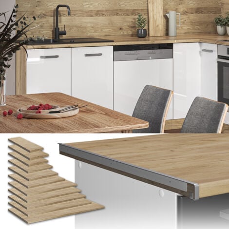 Plan de travail cuisine R-Line, Chêne de force doré, 20 cm, Vicco