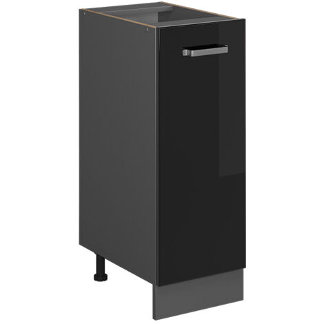 Meuble de cuisine R-Line, Noir Haute brillance, 30 cm sans plan de travail, Vicco