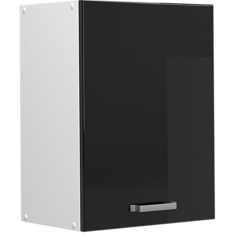 Elément haut de cuisine R-Line, Noir Haute brillance, 45 cm, Vicco (1/5)