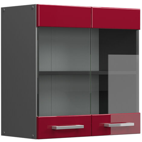 Armoire en verre R-Line, Rouge brillant, 60cm, Vicco (1/5)