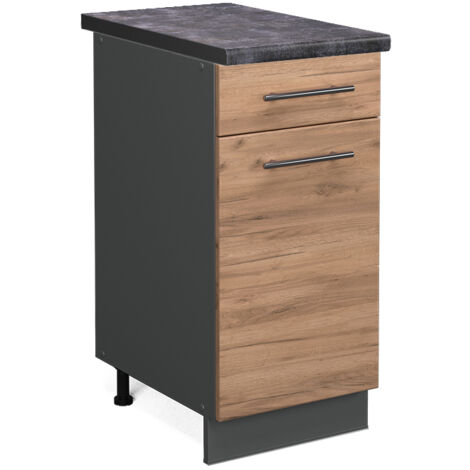 Meuble cuisine Fame-Line, Chêne de force doré, 40 cm , PT Anthracite, Vicco