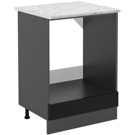 Meuble pour four R-Line, Noir Haute brillance, 60 cm PT Marbre, Vicco