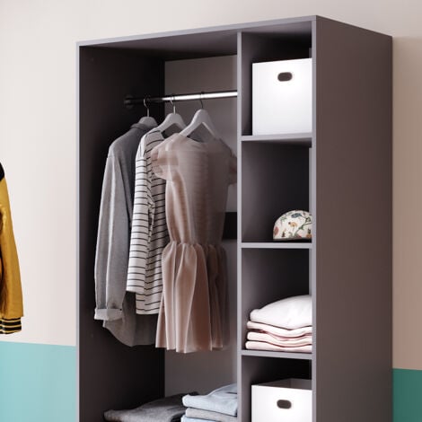 Armoire à vêtements Elmo, Anthracite, 100x200cm avec 2 tiroirs, Vicco