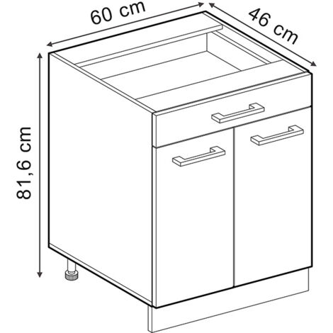 Meuble cuisine R-Line, Noir Haute brillance, 80 cm PT Marbre, Vicco