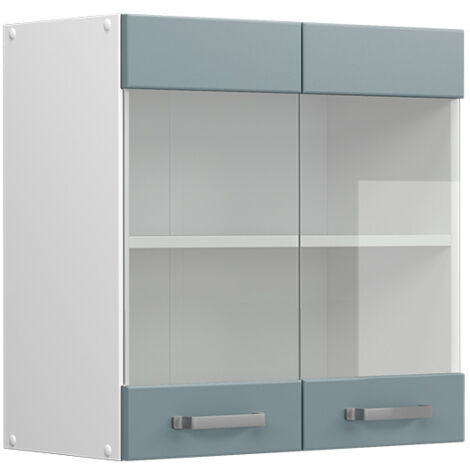 Meuble de cuisine haut vitré R-Line, Bleu-gris, 60 cm, Vicco (1/5)
