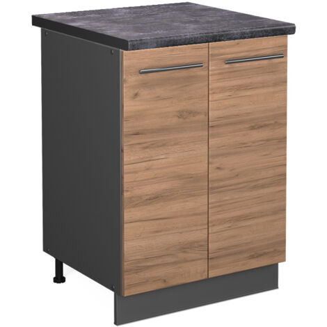 Meuble bas de cuisine Fame-Line, Chêne de force doré, 60 cm , PT Anthracite, Vicco