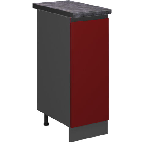 Meuble de cuisine R-Line, Rouge, 30 cm , PT Anthracite, Vicco