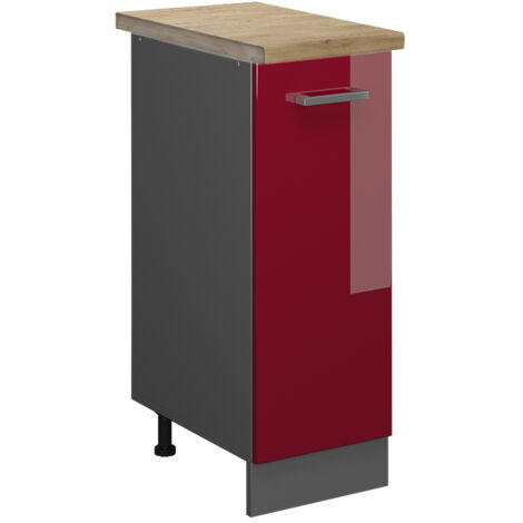 Meuble de cuisine R-Line, Rouge brillant, 30cm , PT Chêne, Vicco