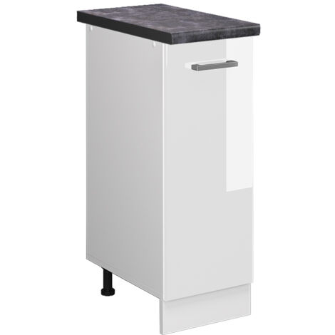 Meuble de cuisine R-Line, Blanc Haute brillance, 30 cm , PT Anthracite, Vicco