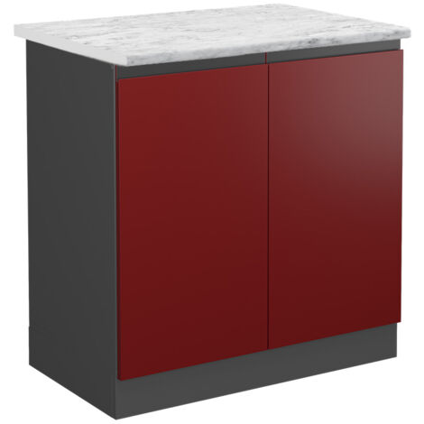 Meuble bas sous-évier R-Line, Rouge, 80 cm PT Marbre, Vicco (1/5)