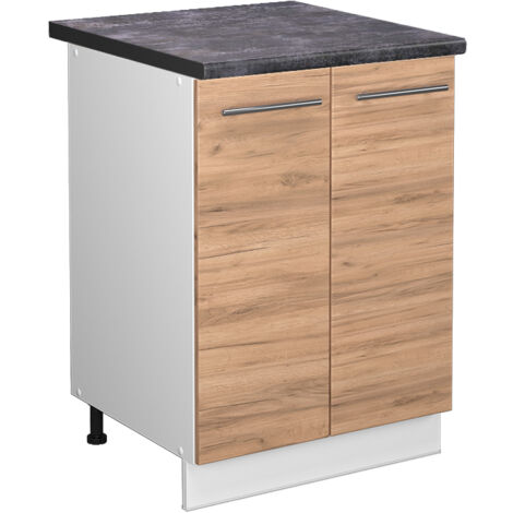 Meuble bas de cuisine Fame-Line, Chêne de force doré, 60 cm , PT Anthracite, Vicco (1/5)