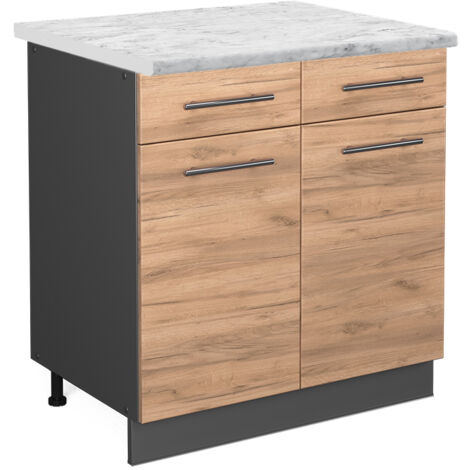 Meuble cuisine Fame-Line, Chêne de force doré, 80 cm , PT Marbre, Vicco (1/5)