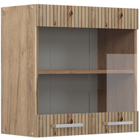 Meuble de cuisine haut vitré R-Line, Chêne Artisan, 60 cm, Vicco
