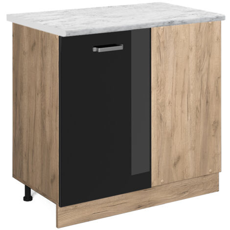 Meuble d'angle R-Line, Noir Haute brillance, 86 cm PT Marbre, Vicco (1/5)