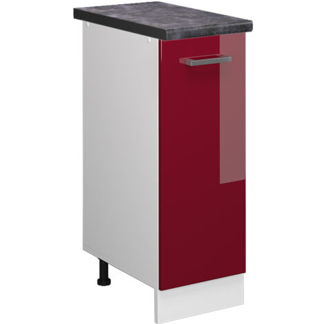 Meuble de cuisine R-Line, Rouge brillant, 30cm , PT Anthracite, Vicco