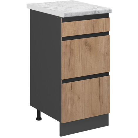 Meuble cuisine R-Line, Chêne de force doré, 40cm PT Marbre, Vicco (1/5)