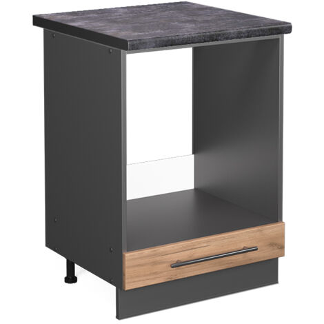 Meuble pour four Fame-Line, Chêne de force doré, 60 cm , PT Anthracite, Vicco
