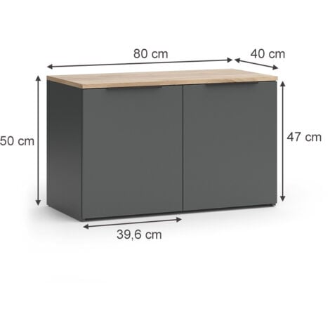 Meuble-paroi Wido, Anthracite, 2 pièces, Vicco