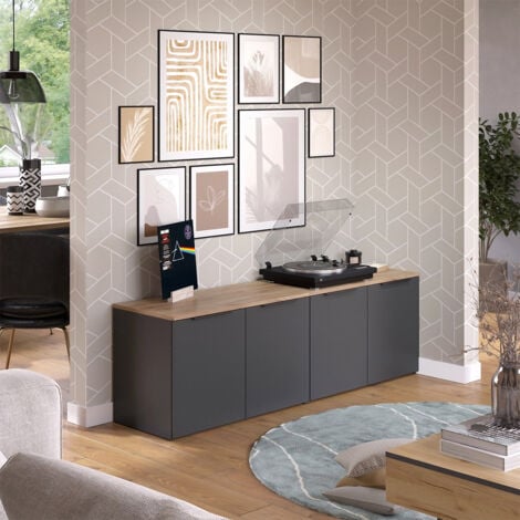 Meuble-paroi Wido, Anthracite, 2 pièces, Vicco