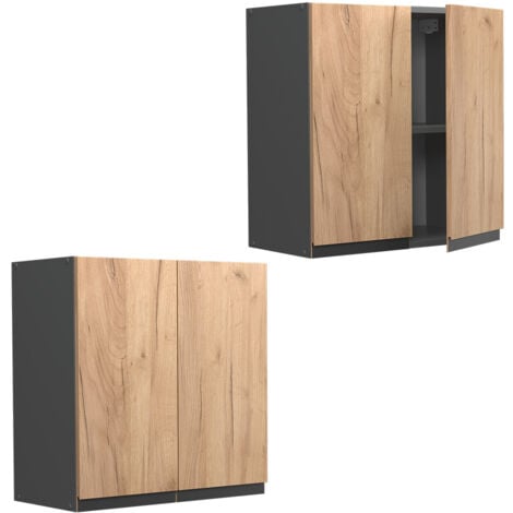 Elément haut de cuisine R-Line, Chêne de force doré, 60 cm J-Shape, Vicco
