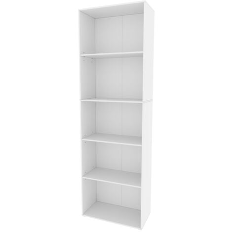 Bibliothèque Bob, Blanc, 60 x 190 cm avec 5 compartiments, Vicco