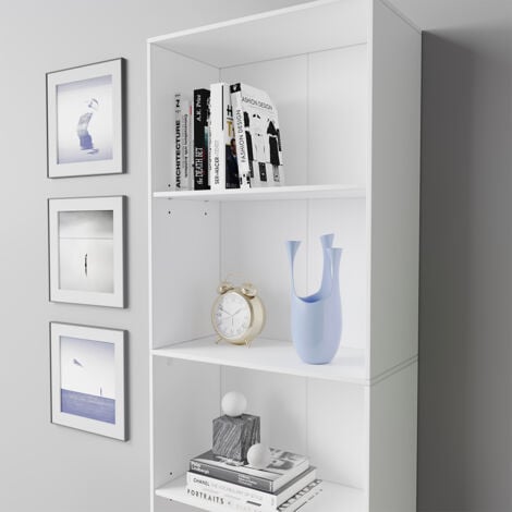 Bibliothèque Bob, Blanc, 60 x 190 cm avec 5 compartiments, Vicco