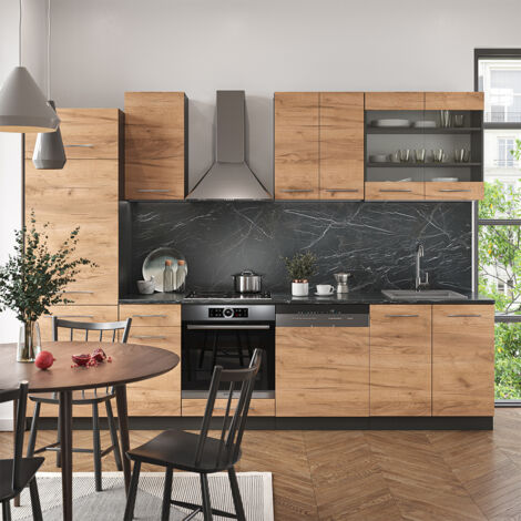 Cuisine Fame-Line, Chêne doré/anthracite, 300 cm , PT Anthracite, Vicco