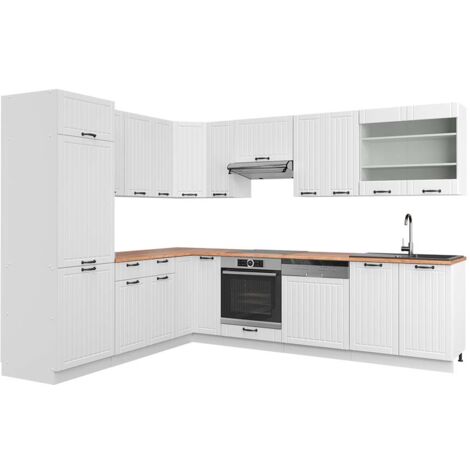 Cuisine en angle Fame-Line, Blanc campagne/blanc, 227 x 287 cm , PT Chêne, Vicco (1/5)