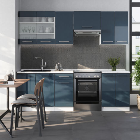 Cuisine R-Line, 240 cm , PT Anthracite, Artisan chêne/blanc, Vicco